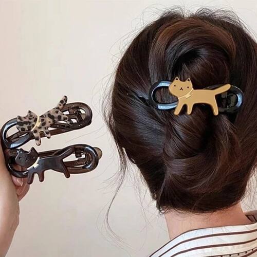 Cute Cat Twisted Hair Clip for Women Large Size Hairpin Cart