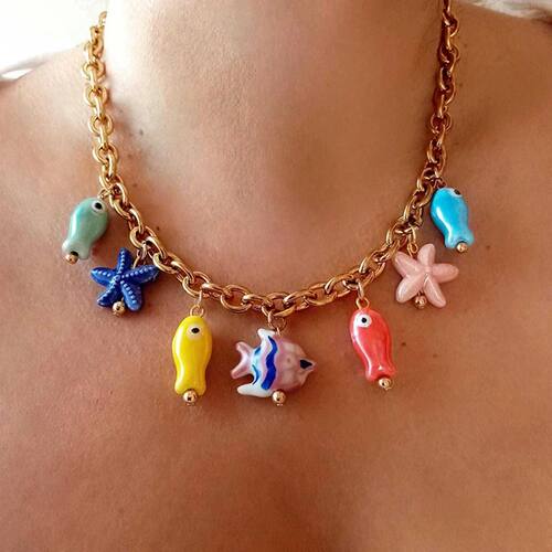 New Ceramic Fish Pendent Charm Necklace for Women Ocean Them