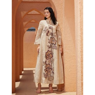 Women Dress  Elegant Mesh  Jalabiya Embroidery Party Dresses