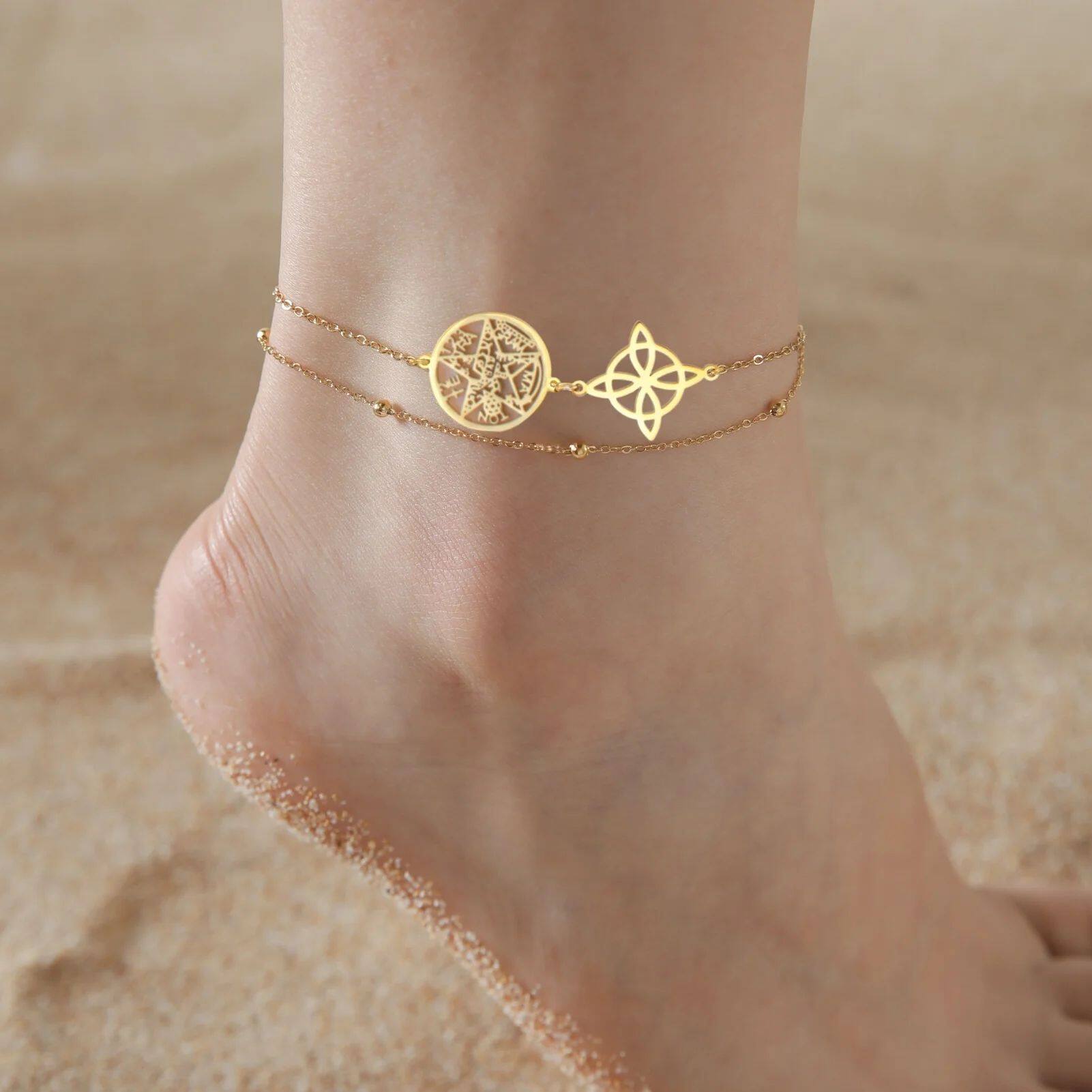 Jeshayuan Wichcraf Penagram Ankle For Women Je Hebrew Teragr