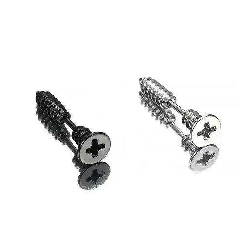 1Pair Punk Fashion Gold Black Color Stainless Steel Nail Scr
