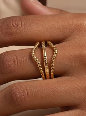 Sainless Seel Three-Layer Open Ring for Women Simple Vinage