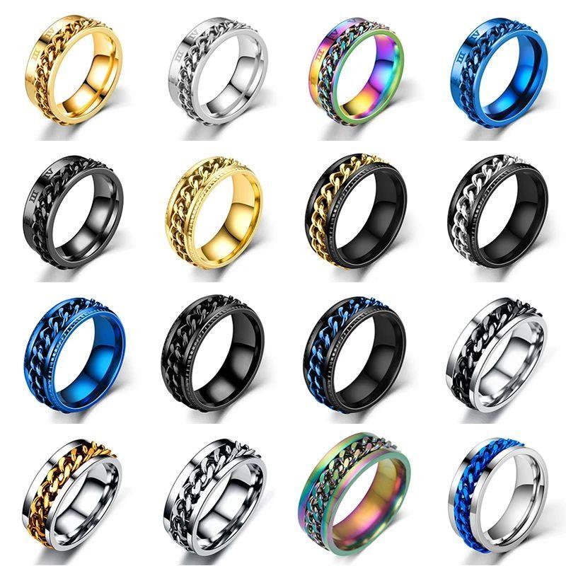 Titanium Steel Rotatable Chain Couple Ring Anxiety Multifunc