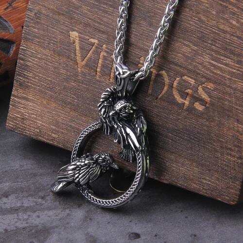 Nordic mythology Odin Huginn and Muninn pendant necklace vik