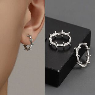 Gohic Silver Color Thorns Hoops Earrings For Women Men Teens