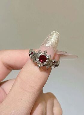 Punk Metal Zircon Wing Opening Ring for Women New ndy Silver