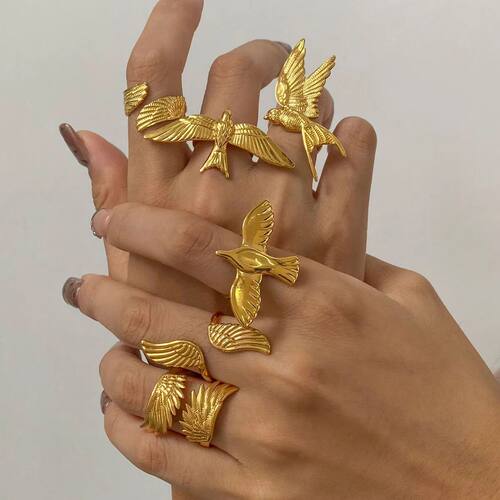 Stainless Steel Peace Dove Open Ring Wings Flying Bird New N