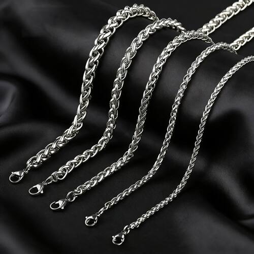 Stainless Steel Keel Link Chain Necklace for Men Women Braid