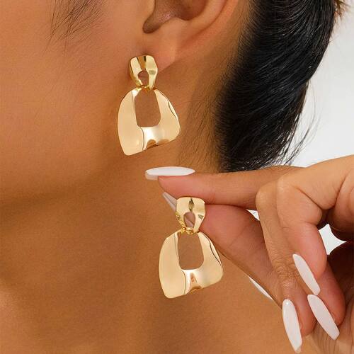 Meallic Shiny Hollow Earrings Irregular Geomeric Shapes Mini