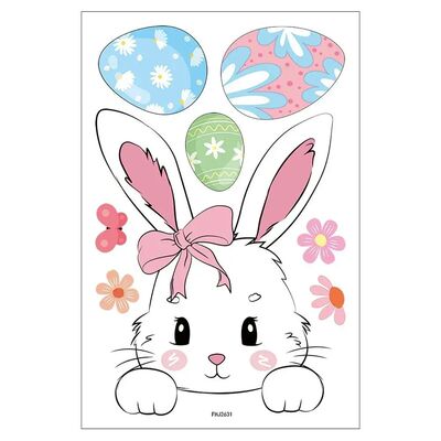 Caroon Rabbi Happy Easer Saic Sicker PVC Flower Glass Window