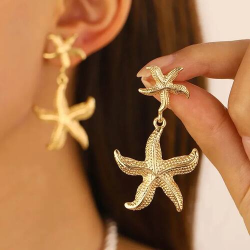 New Exaggerated Boho Large Metal Starfish Stud Earrings for