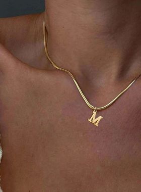 A-Z Alphabet Gold Plated Stainless Steel Pendant Necklace fo