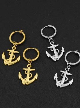 Stainless steel ins fashionable boat anchor earrings