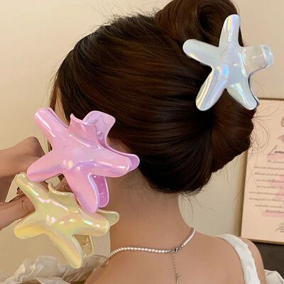 Sweet Acrylic Starfish Hair Clip for Women Exquisite Cute Ha