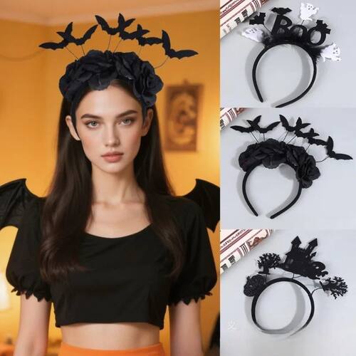 Halloween Party Headband, Cute Witch Hat with Black Artifici