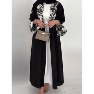 Women Print Cardigan Long nch Coat Morocco Windbreaker Patc