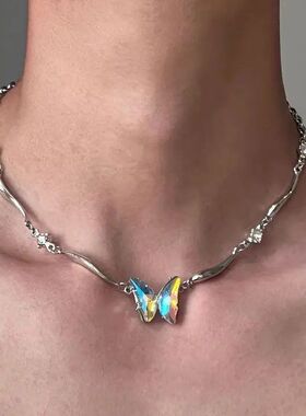 Y2K Gradien Color Buerfly Choker Necklaces for Women Girls D