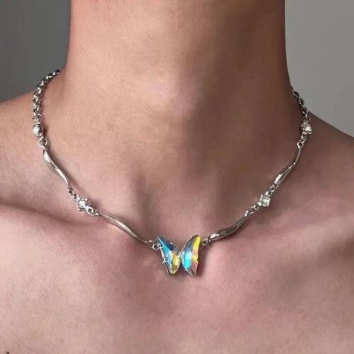 Y2K Gradien Color Buerfly Choker Necklaces for Women Girls D
