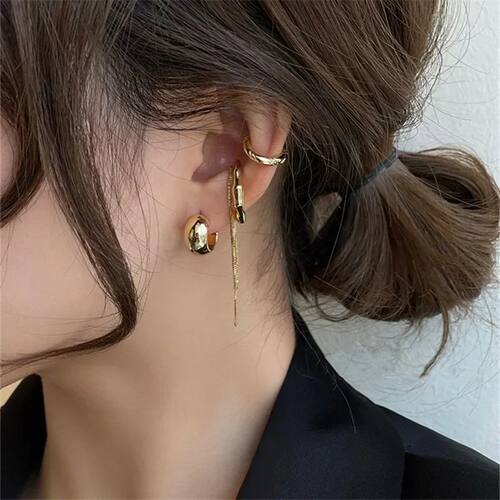 4Pcs Vinage Geomeric Ear Cuff Se Korean Gold Color Irregular