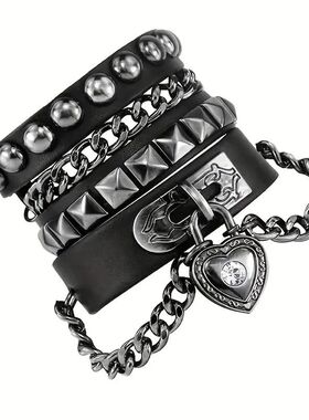 Fashion punk syle PU leaher bracele braceles braceles music