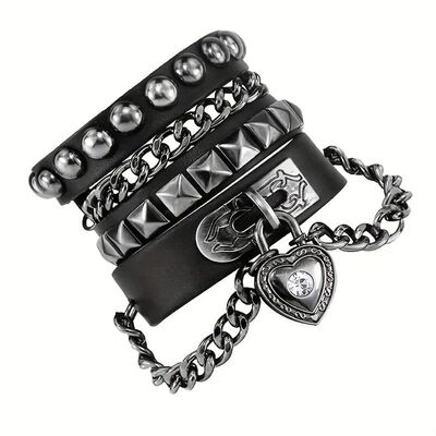 Fashion punk syle PU leaher bracele braceles braceles music