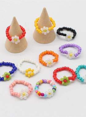 15 Style Korean Cute Colorful Bohemia Small Flower Ring Hand