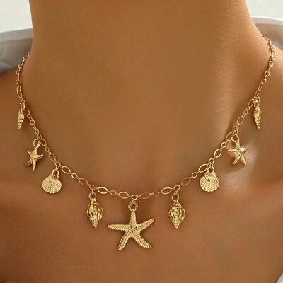 Shell Starfish Scallopes Pendants Necklace Bohemian Style Oc