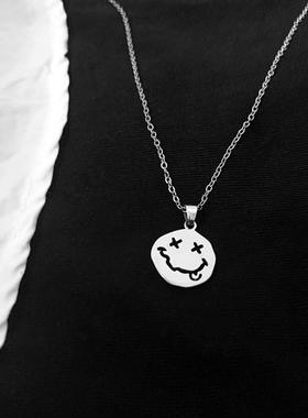 Kpop Smiley Face Necklace Goth Hip Hop Egirl Chain Smile Pen
