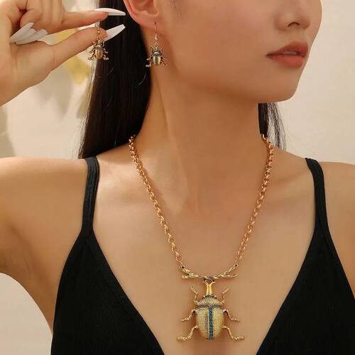 Creative Quirky Beetle Pendant Necklaces Earrings for Women