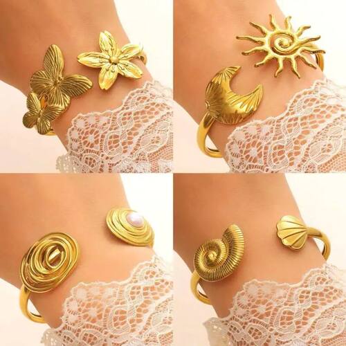 Sainless Seel Opening Bracele Bangles Classic Irregular Flow