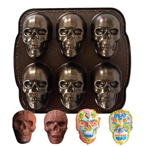 Halloween Skull Baking Mold 3D Skull Cake Pan Non Stick 6 Ca