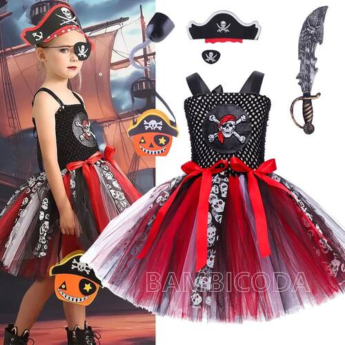 Children's Halloween Pirate Cosplay Costume 2025 New Girls F
