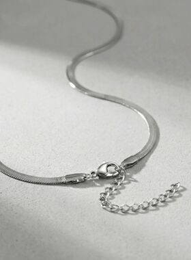 Classic Flat Blade Chain Necklace for Women Stainless Steel