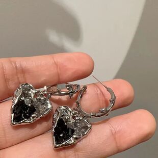 Love Earrings Elegan Black Holi Creaive Zircon Women Y2K For