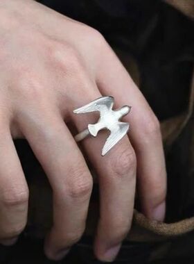 Fashion Simple Whie Bird Opening Adjusable Rings for Women M