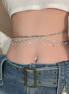 Luxury Sexy Rhinestone Star Tassel Pendant Waist Belly Belt