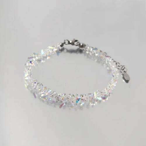 Transparent Crystal Irregular Beaded Bracelet Women‘s Shiny