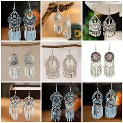 New urquoise earrings, diamond-se muli-layer ehnic syle rero