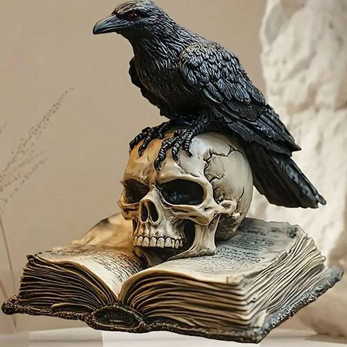 Gothic Crow Skull 2D DIY Flat Acrylic Desktop Decoration, Fe