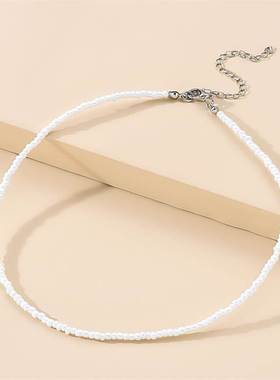 2023 Simple choker necklace ladies fashion seed beads vertic
