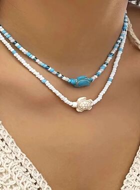 Summer Beach Kpop Starfish Turtle Choker Y2K Jewelry Wed Acc