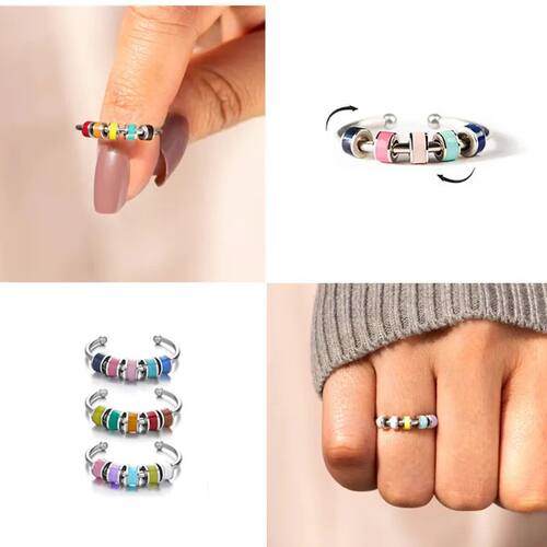 Fashion Sainless Seel Enamel Free Spiral Fidge Anxiey Rings