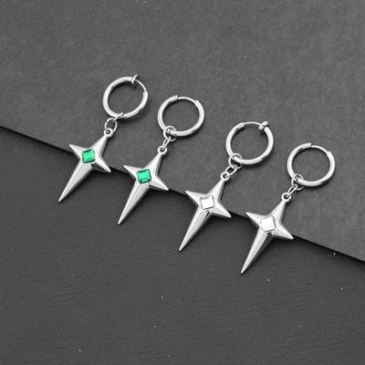 Four pointed Star Sweet Cool Zircon Star Cross Earrings