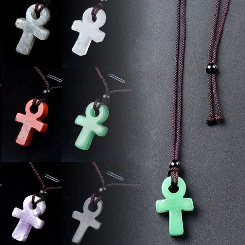 Ancient Egyptian Ankh Cross Engraved Natural Agate Stone Amu