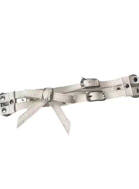 Punk Gohic  Swee Fashion Whie bow Niche design Sense of adva