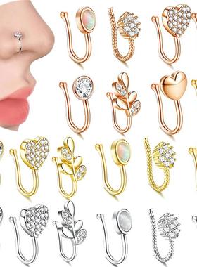 Cute Bunny Nose Ring Clip On Nose Cross Stainless Steel Hear