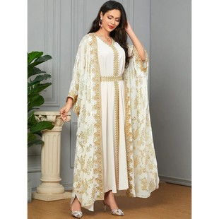 Party Dress for Women with Inner Dress 2 Piece Set Jalabiya