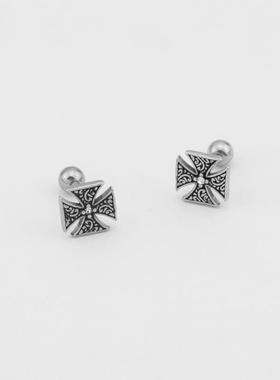 Punk fashion clover personality stainless steel earrings