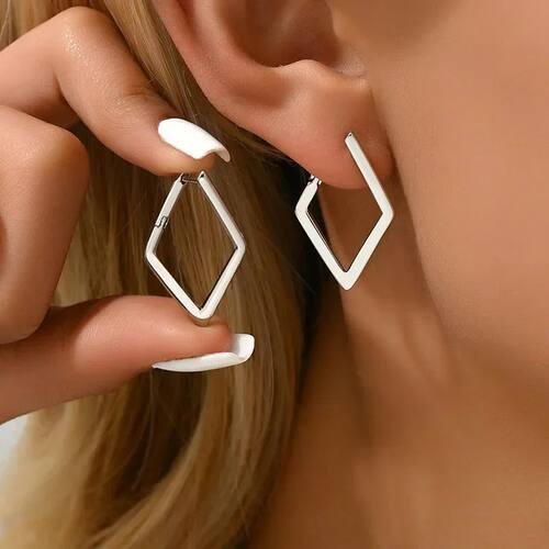 Simple Rhombus Metal Style Earrings For Women Fashionable Pe