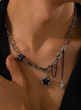 Sainless Seel Chains Black Sars Pendan Necklaces for Women M